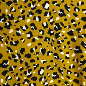 Melloday Leopard Print Blouse Womens Large Mustard Yellow V-Neck Puff Sleeve Top thumbnail 2