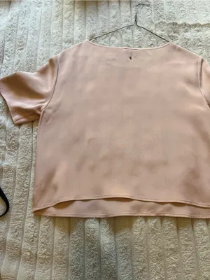 Cuyana cropped pink silk top size small thumbnail 12