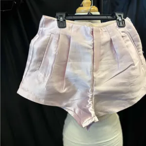 Banana Republic Pale Pink Satin High Waisted Pleated Shorts with Pockets and Side Zipper thumbnail 2