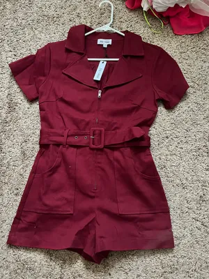 day + moon NWT belted maroon romper thumbnail 1