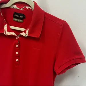 Barbour Women’s Classic Red Polo T-shirt Shirt Cotton‎ Sz 10 thumbnail 5