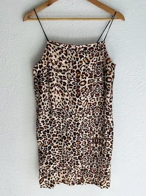 Topshop Leopard Print Mini Slip Dress Sz 8 thumbnail 3