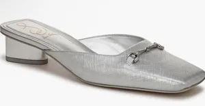 Sam Edelman Women Ollie Square Toe Bit Mule in Silver Size 6.5 Equestrian thumbnail 1