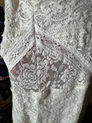 Vintage Abercrombie & Fitch White Lace Fit & Flare Mini Dress XS Y2K thumbnail 10