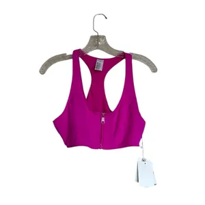 NWT Good American Compression Zip-Up Sports Bra in Fuchsia Pink001 LARGE thumbnail 7