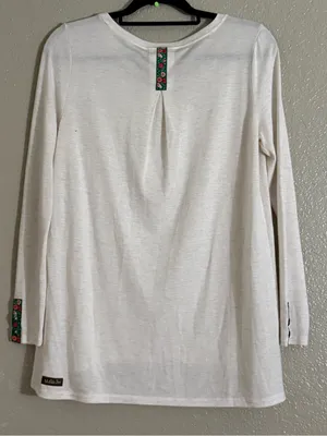 Matilda Jane White Long Sleeve Floral Trim High Low Tunic Top Size S thumbnail 9