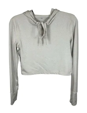 Buffbunny Athleisure Cropped‎ Hoodie Stretch Activewear Gray Gym Ready M thumbnail 1