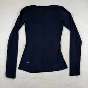 Lululemon Vitasea Long Sleeve Scoop Neck Top Black Size 2 Thumbholes 8884 thumbnail 8