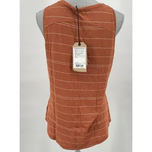 NWT prAna Foundation Scoop Neck Tank Top Shirt Size Medium Orange Stripe Stretch thumbnail 6