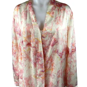 Stars Above Multicolor Silky Satin Marble Print 2Pc Sleepwear Robe Set Size M thumbnail 5