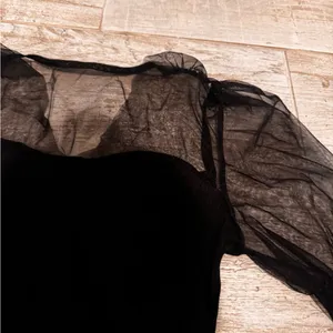 SHEIN Black Sheer Sleeve Blouse Size Small thumbnail 4