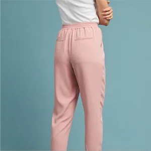 Anthropologie the Essential High Waist Pull-On‎ Trouser in Pink Crepe Size XS thumbnail 3