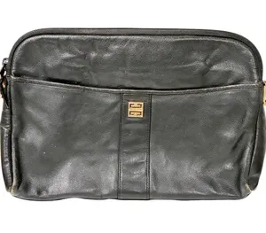 Givenchy Paris Black Soft Genuine Leather Clutch Purse Pouch Gold Hardware thumbnail 1