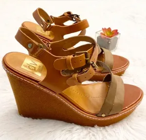 Dolce Vita Brown and Taupe Double-Strap Wedge Sandals thumbnail 1