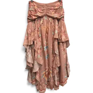 NWT Farm Rio‎ Mocha Boho Floral Ruched Ruffled Flowy Full Maxi Skirt Size S Boho thumbnail 4