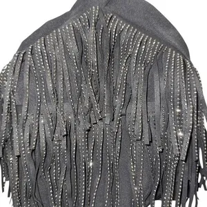 EFFORDRAM Black Faux Suede‎ Front With Rhinestones Halter Top NWOT Size Medium thumbnail 4