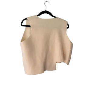 Cream Knit Sweater Vest Small Toggle Front Oversized Preppy Coastal Minimalist thumbnail 2