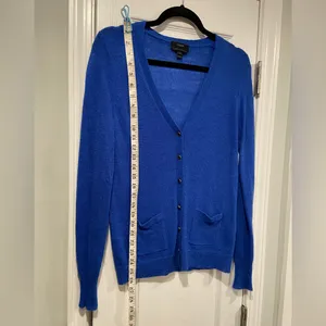 J. Crew Size M Royal Blue Long Sleeve Italian Spun Alpaca Blend Button Cardigan thumbnail 5