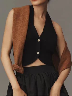 Anthropologie Maeve NEW Halter Cable Sweater Vest thumbnail 2