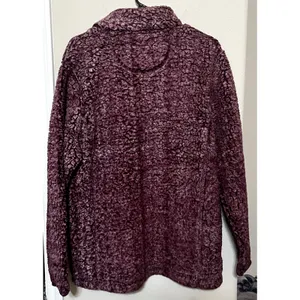 SHERPA Faux Fur KATYDID pullover sweatshirt Pink 1/4 Zip sweater Size L thumbnail 8