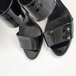 Gucci Black Patent Leather Ankle Cuff Sandal Heels Size 38.5 thumbnail 6