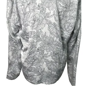 Nordstrom Rack Women's Gray/White Floral Satin Button Up Sleep Shirt M NWOT thumbnail 6