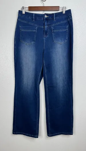 Halara Womens Wide Leg High Waisted Denim Jeans Medium Wash Size M‎ Regular thumbnail 1
