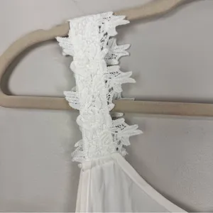 Cupshe Powder Lace & Tie Midi Summer Dress White Small NWT Minimalist Vacay Feminine thumbnail 14