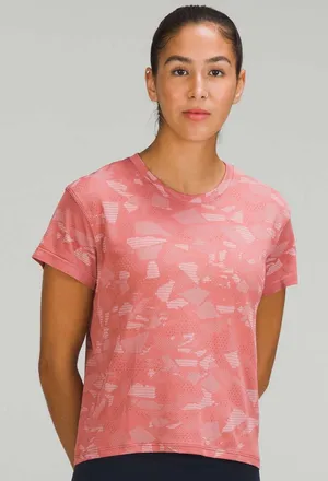Lululemon Train to Be Short Sleeve Shirt Mosaic Multiply Brier Rose Pink Peony thumbnail 1