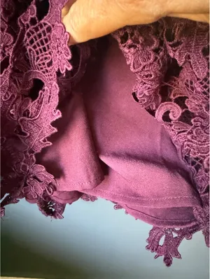 ASTR The Label Burgundy Lace Long Sleeve Dress Medium thumbnail 7
