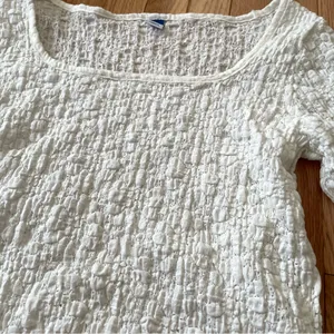 Old Navy White Textured Boho Long Sleeve Top Large Square Neck Cottagecore thumbnail 5