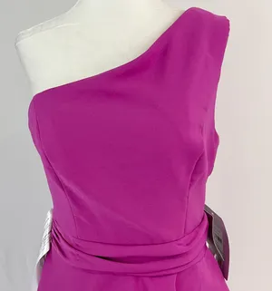 JS Collections New Hayley One Shoulder Column Evening Gown Cerise Black thumbnail 8