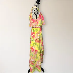 Eliza J Yellow Floral Halter High Low Maxi Dress 8‎ Chiffon Wedding Guest Party thumbnail 7