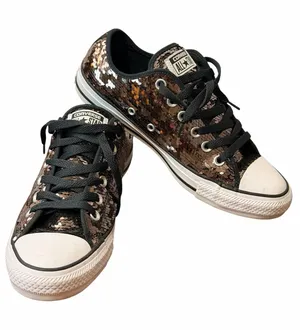 Converse Chuck Taylor All Star Sequin Sneakers Women’s 8 Gunmetal Black thumbnail 1