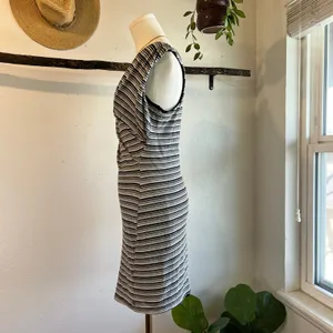 Bordeaux Los Angeles Black & White Asymmetrical Striped Mini Dress Size Medium thumbnail 4