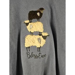 Vintage Morning Sun Womens Blue Bless Ewe Sheep Sweater XL Grannycore thumbnail 3