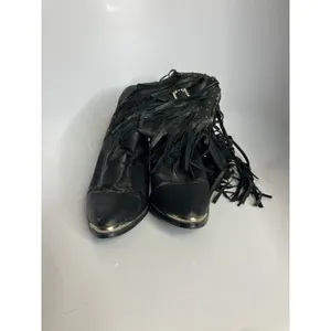 Dingo leather black‎ fringe cowboy boots western women's size 9.5 Festival rodeo thumbnail 2