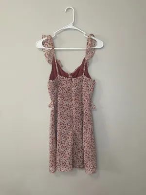 NWOT Lulus Mauve Pink Floral Print Ruffled Skater Dress thumbnail 7