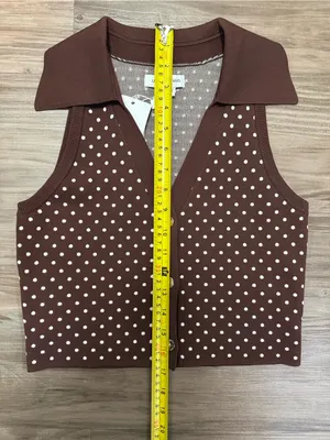 Urban Revivo Retro Polka Dot Knit Vest Brown Crop Top NWT Size M thumbnail 5
