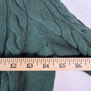 Eddie‎ Bauer Womens XS Forest Green 100% Cotton Cable Knit Crew Neck Sweater thumbnail 5