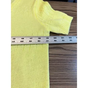 Vintage 60s Sweetree Lemon Yellow Pointelle Short Sleeve Cardigan thumbnail 4