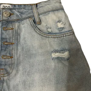BDG Light Blue Distressed Denim Mini‎ Skirt thumbnail 2