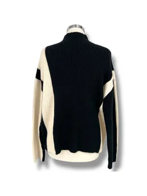 Commense Miss Paris Black White Colorblock Minimalist Knit Sweater Size Small thumbnail 7