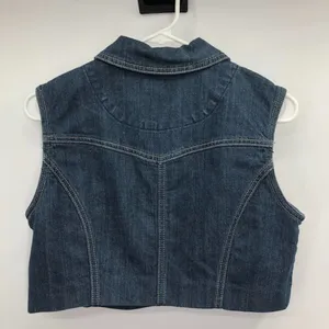 Christopher Banks Cropped Denim Vest Womens M Used thumbnail 2