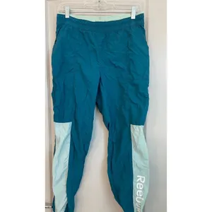 Reebok Womens Teal Colorblock Nylon Mesh Lined‎ Track Pants Joggers S thumbnail 10