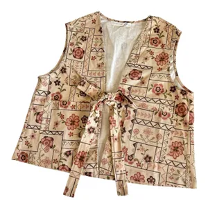 Altar'd State Floral Patchwork Tie Front Vest Women’s Medium Cottagecore Boho thumbnail 1