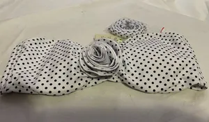 Polka Dot Floral Accent Bandeau Top - White/Black thumbnail 1