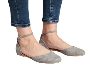Steve Madden Gray Flats Womens 9M Perforated D'Orsay Ankle Strap Ballet Flat thumbnail 1