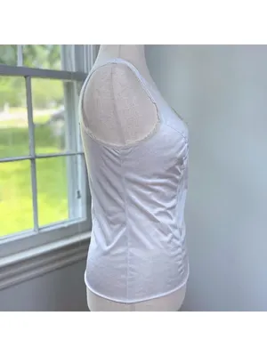 Vintage Velrose Coquette White Satin Camisole Medium Slip Top Lace Bow Bridal thumbnail 4