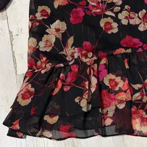 Tommy Hilfiger Black and Reddish Pink Floral Long Sleeve Dress metallic NWT thumbnail 4